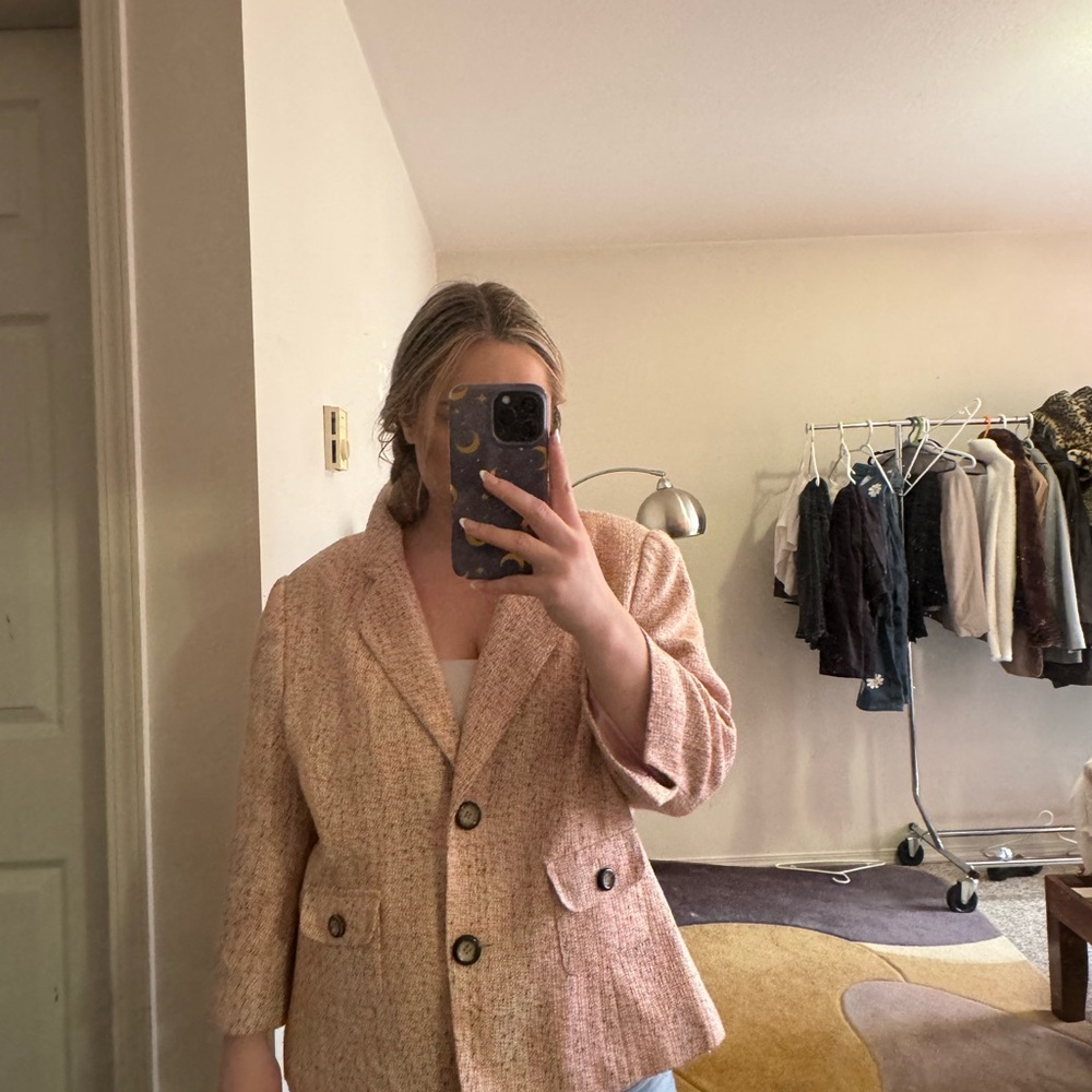 Liz Claiborne Peach Tweed Blazer Jacket